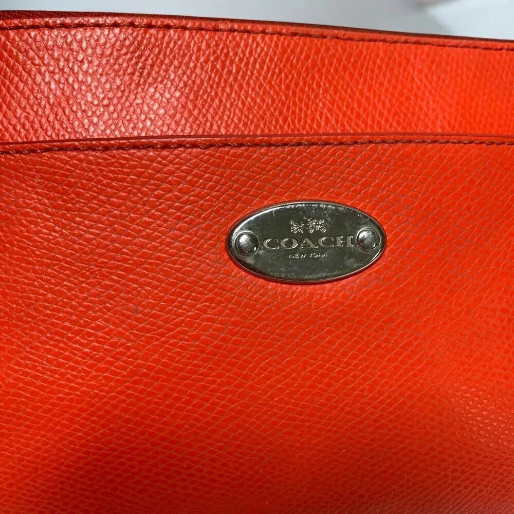 Coach Leather Pop Pouch Red Orange Pebbled Leather Convertible Strap F52598